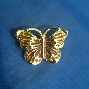 Gorgeous Orange/Red Gold-tone Butterfly Pin